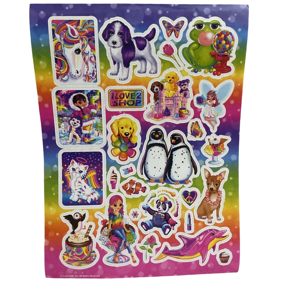 Vtg Lisa Frank Unicorn Penguin‎ Fairy Panda Dolphin Kitten Frog Dog Cat Sticker